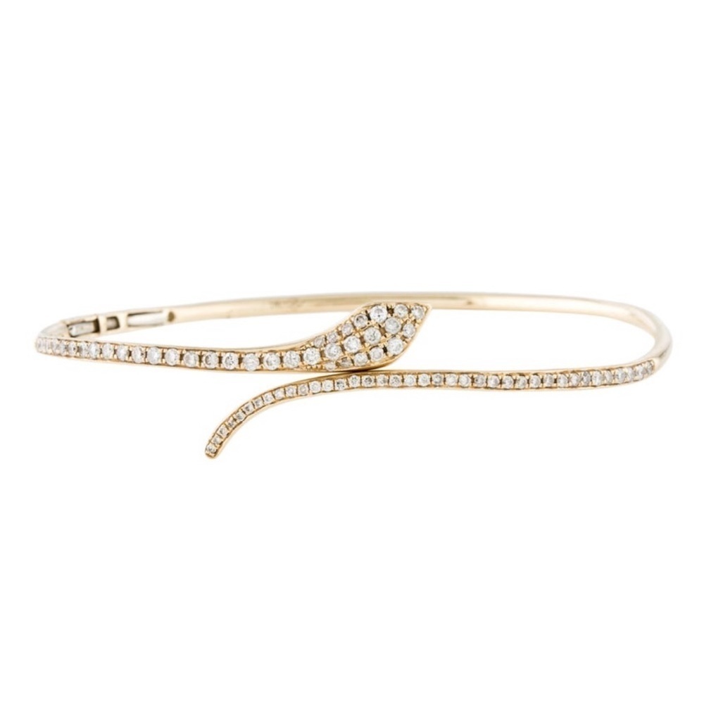14K Yellow Gold Hinge Bracelet with Snake Motif
